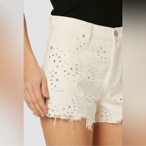 Hudson Lori Star Studded Off White 100% Cotton Denim Shorts. Women’s 26